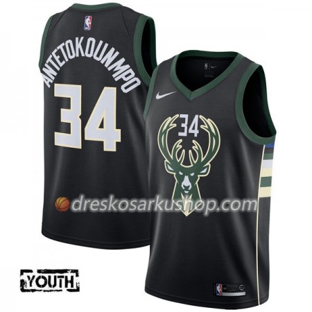 Dječji NBA Dres Milwaukee Bucks Giannis Antetokounm 34 Nike 2017-18 Crna Swingman